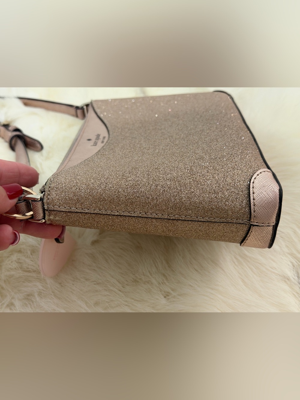 Kate Spade Rose Gold Glitter Shimmery Crossbody Bag - EUC - Picture 9 of 14